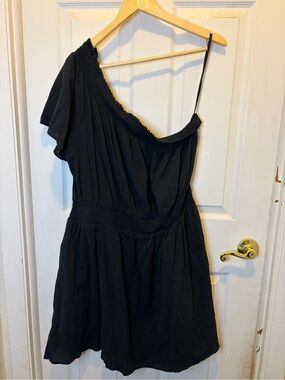 aerie One-Shoulder Black Mini Dress